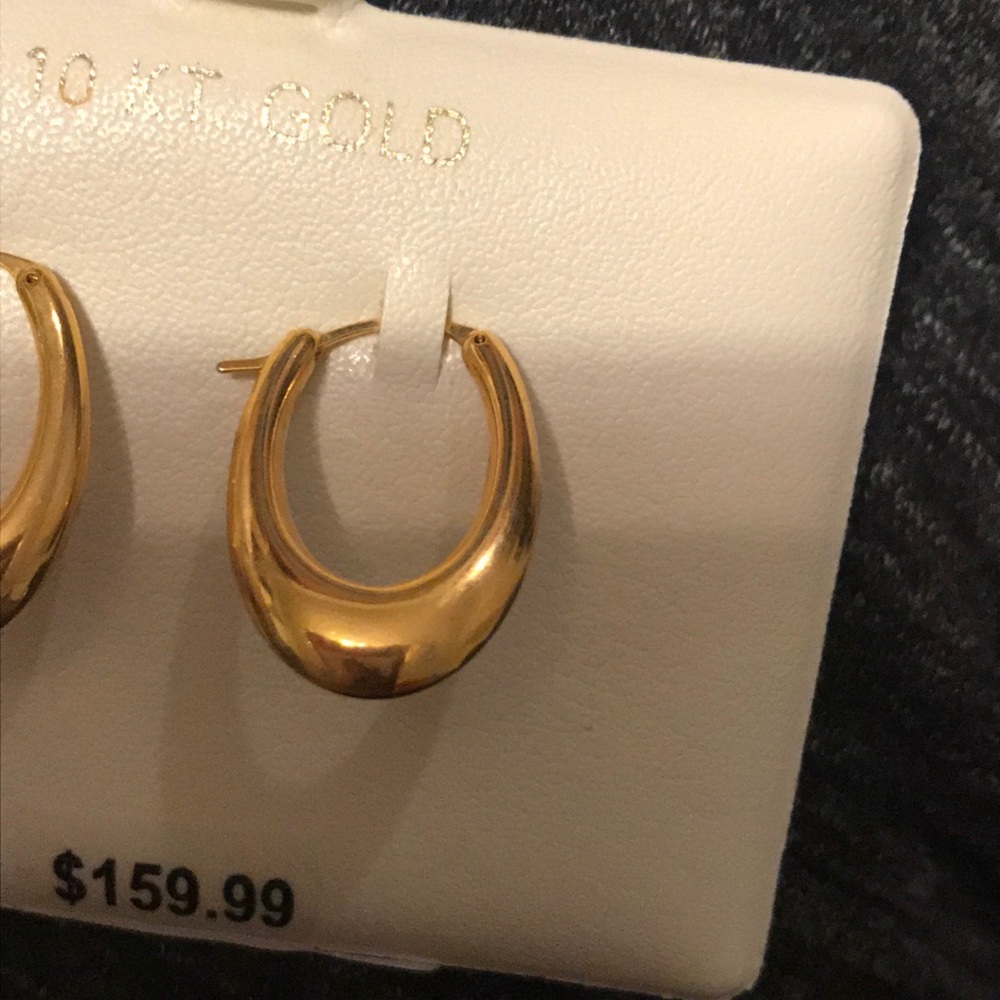 10K Resin thick oval hoop earrings - Picture 3 of 8